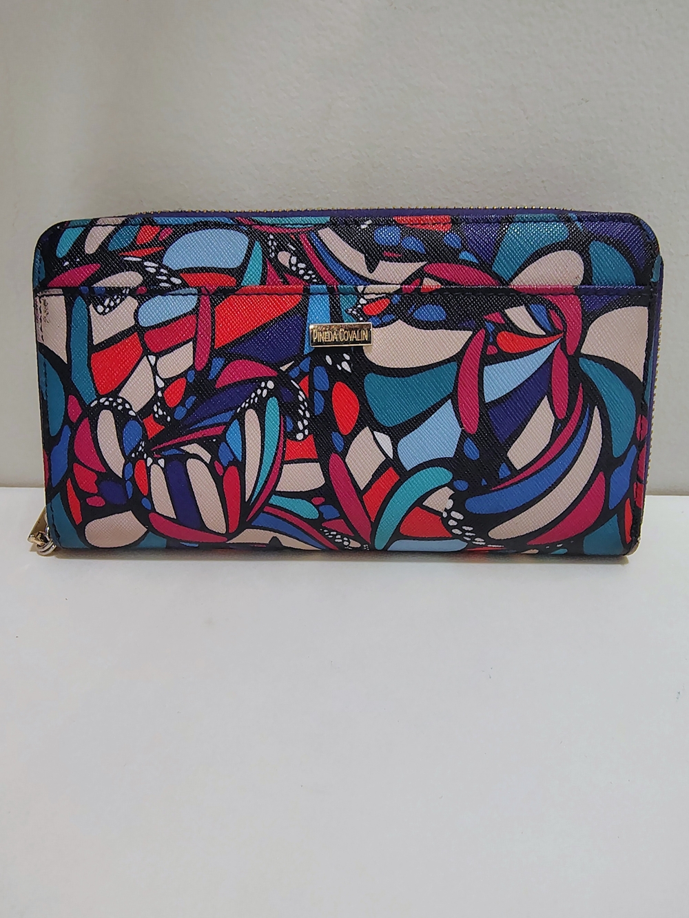 Authentic Pineda Covalín "Mariposa Abstracta" Saffiano Leather Long Wallet